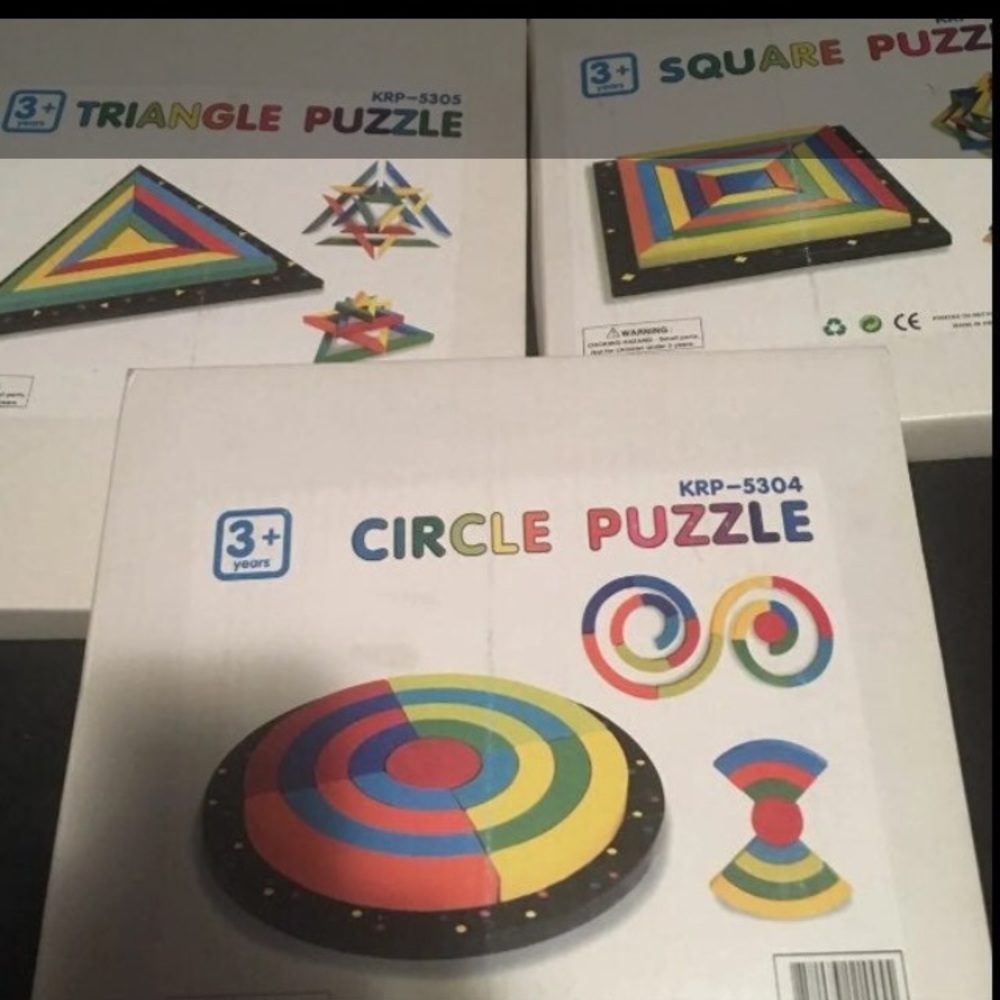 3 Geometric Brain Teaser Triangle Block Puzzles